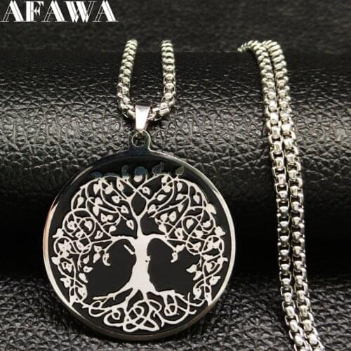 2021 Fashion Stainless Steel Necklaces for Men Black Tree of Life Choker Necklace Jewelry Gift corrente masculina B18198