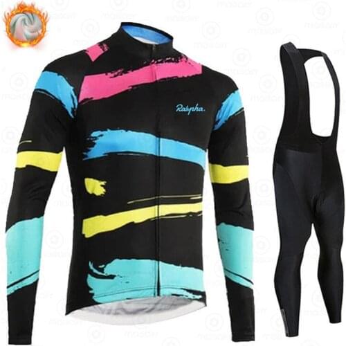 2021 Ralvpha Winter Thermal Fleece Cycling Clothes Men Bicycle Sport Riding Bike MTB Clothing Bib Pants Warm Sets Ropa Ciclismo