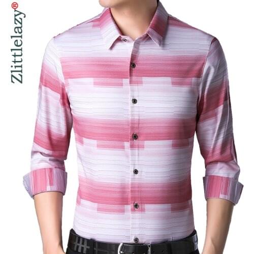 2020 Brand Casual Spring Luxury Striped Long Sleeve Slim Fit Men Shirt Streetwear Social Dress Shirts Mens Fashions Jersey 2308