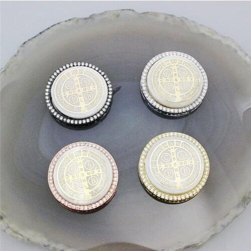 25*25mm 10pcs/lot Latest product cz charm,Beautiful shells circular charm,necklace and bracelet accessories