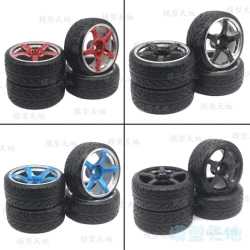 4pc 1/10 Drift Car Tires 26*64MM Plastic Wheel Rim Hard Tyre Hex 12MM for HSP Tamiya HPI Kyosho 94123 D3 D4 CS XIS TT02 2045
