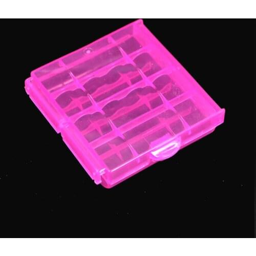 4 pcs/lot Coloful Battery Holder Case 4 AA AAA Hard Plastic Storage Box Cover For 14500 10440 Battery