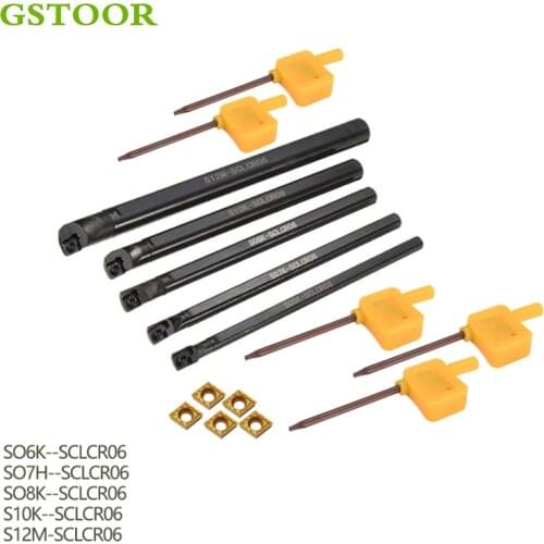 5pcs set Boring Bar Tunring Tool SCLCR 6 7 8 10 12mm with 5Pcs CCMT0602 Insert 95 Degree Right Hand Blade Turning Tool Set