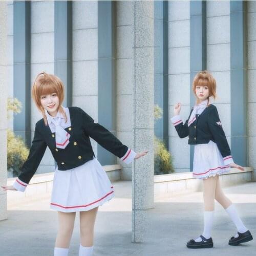 Anime Cardcaptor Sakura Card Captor Sakura School Uniform Cosplay Costume Dress Whole Set For Girl
