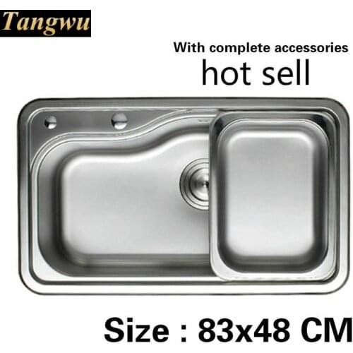 Free shipping Large kitchen sink 0.8 mm food grade 304 stainless steel standard single slot vogue hot sell 83x48 CM