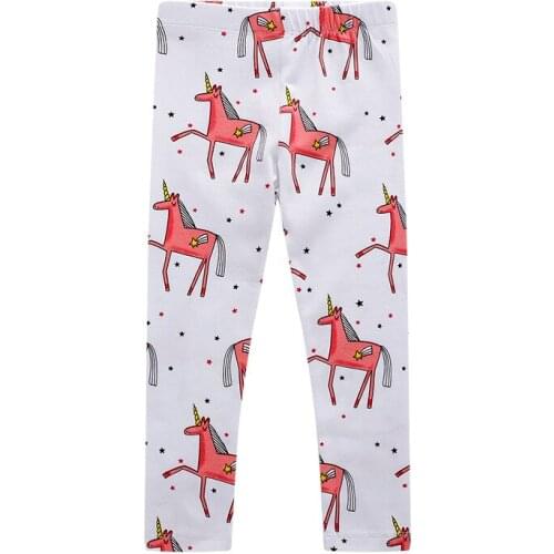 Cartoon Unicorn Leggings Cute Animal Print Girl Pants Soft Elastic Cotton Pants Fashion Kids Trousers For 2T-7T