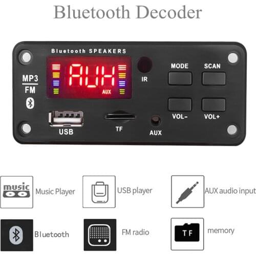 DC5V Bluetooth Decoder Car Decoding Board Module Wireless Car USB MP3 Player Amplifier TF Card Slot USB FM Remote Decoding Board