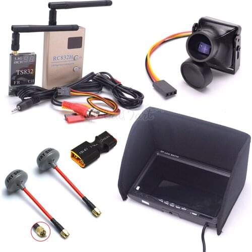 FPV 7 inch LCD 1024 x 600 Monitor NO Blue 48CH 600mW TS832 Transmitter RC832H RC832 Receiver Fatshark Antenna 1200TVL Camera