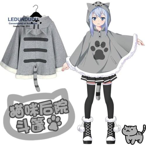 Harajuku Anime Neko Atsume Cosplay Costumes Cloaks Winter Cute Cat Hoodies Coat Daily Capes for Xmas Gift Lolita Tops