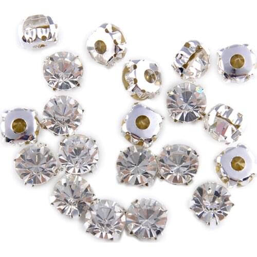 Hot sale 3mm-10mm Shiny Crystal Rhinestone Sew on claw Silver set Rhinestones use for DIY accessories free shipping