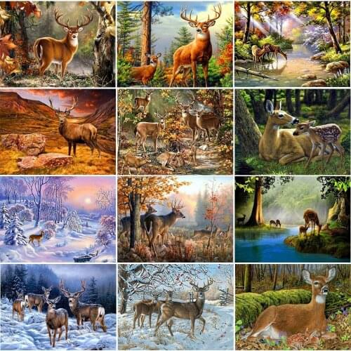 5D DIY Diamond Embroidery Deer Full Drill Square Diamond Painting Animals Cross Stitch Mosaic Art Picture Crafts Home Decoration