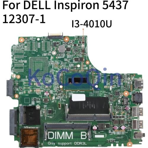 KoCoQin Laptop motherboard For DELL Inspiron 14R 5437 3437 Core I3-4010U Mainboard CN-0Y3JGV 0Y3JGV 12307-1 SR16Q