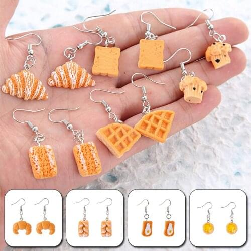 Korean Fashion Resin Simulation Bread Cake Food Cookies Charms For Jewelry Making DIY Acrylic Earrings Keychain Accessories