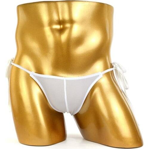 Mens Swimwear Low Waist Sexy Bandage Briefs Bikini Bottom Plus Size Breathable Ice Silk Panties Swimsuit Sunbath Waterproof