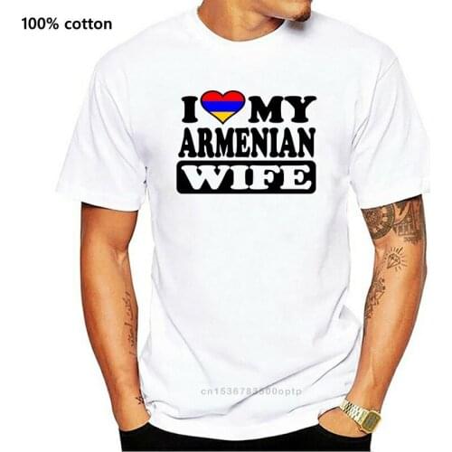 MENS FUNNY COOL NOVELTY ARMENIAN WIFE ARMENIA FLAG JOKE SLOGAN T-SHIRTS GIFTS Quality T Shirts Men Printing Short Sleeve O Neck