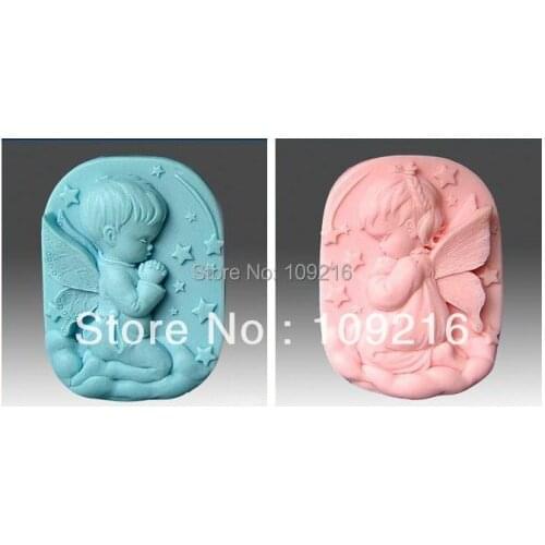Wholsale!!! 2pcs/set Prayer Child Boy&Girl (R0967/R0978) Silicone Handmade Soap Mold DIY Mold