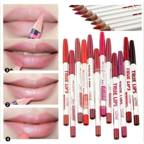 12pcs Makeup Waterproof Lipliner Pencil Professional Long Lasting Colorful Lip liner pen make up tools