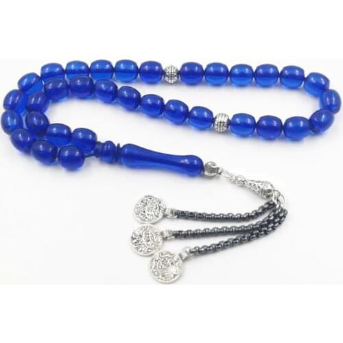 Tasbih Blue Resin Muslim rosary bead Ramadan Accessories 2021 turkish jewelry Eid gift Misbaha saudi arabia 33 beads Bracelets