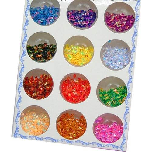 Shining 12 Colors Rainbow Eyes Sequins Rhombus Nail Art Decoration Nail Glitter Diamond Paillette Flakes Makeup Accessories