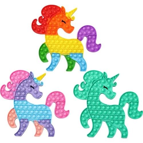 Smile Unicorn Silicone Push Bubble Fingertip Anti-Stress Decompression Toys Anti-Stress Set Stress Reliever Squeeze Crafts
