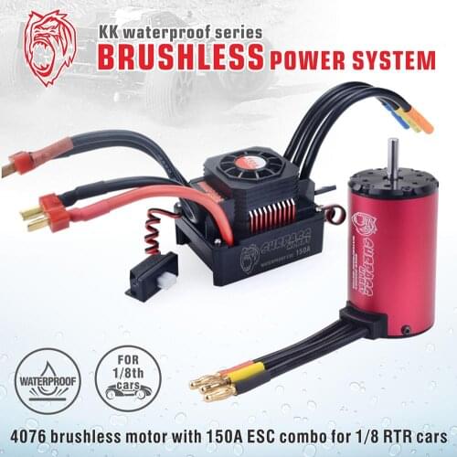 Surpass Hobby KK Waterproof Combo ESC Brushless Motor 4076 1350/2000/2250KV with 150A ESC for 1/8 RC Drift Racing Car Tamiya