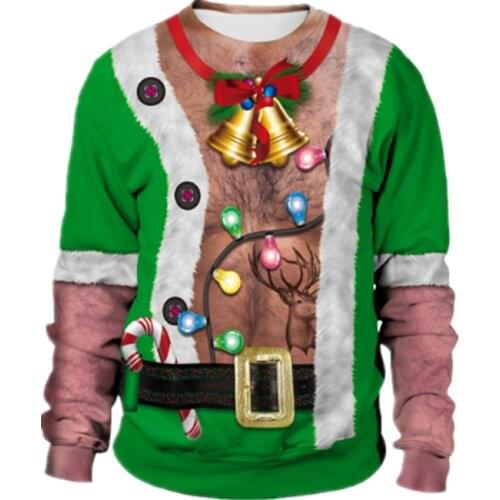 Ugly Christmas Sweater Unisex Men Women 2020 For Holidays Santa Cat Elf Christmas Funny Fake Hair Sweater Autumn Winter Blouses