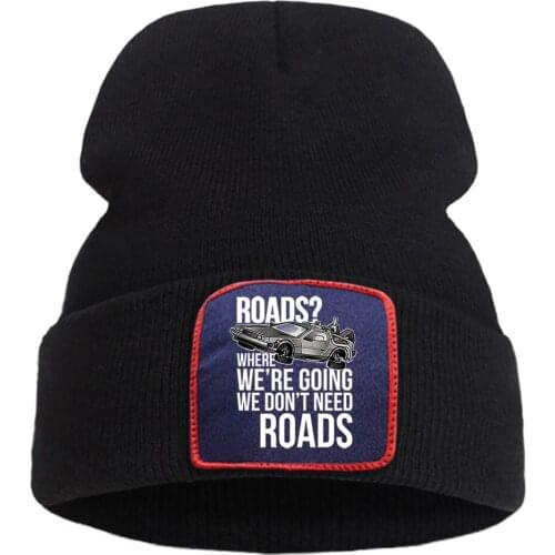 Back To The Future Knitted Hat Car Creative Hot Sale Beanie Cap Unisex Soft Brimless Hats Breathable Casual Sport Hedging Caps