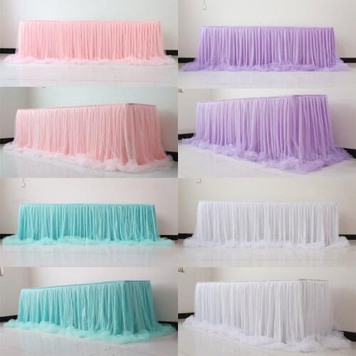 Organza Wedding Table Skirt For Baby Shower Party Birthday Tablecloth Decorative Tulle Tutu Table Skirt