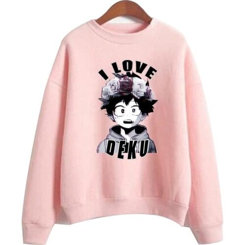 Boku No Hero Academia Hoodies Women Fashion I LOVE DEKU Sweatshirt Tops