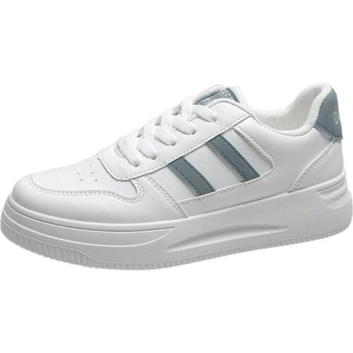 2021 Ladies White Shoes Autumn New Korean Students Flat Bottom Casual Lace-up Breathable Low-top Thick Bottom Shoes