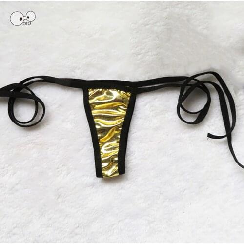 2020 NEW Shiny G-String Micro Bikini Bottoms Women Sexy Silver Gold Swimwear T-Back Beach Bathing Suit Clubwear Panties Thongs