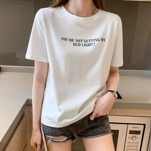 Woman tshirtsThe New letterTee Shirt Solid Color Basic T Shirt Women Casual O-neck Harajuku Summer Top Korean Hipster Tshirt