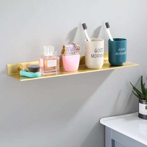 Golden Bathroom Wall Hanging Shelf Organizer Space Aluminum Kitchen Storage Shelves Spice Seasoning Rack