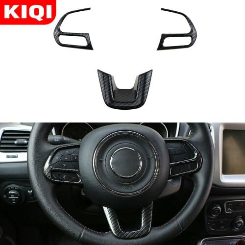 3Pcs/Set Car Interior Steering Wheel Decoration Cover Trim Sticker Fit for Jeep New Compass 2017 2018 2019 Accessories