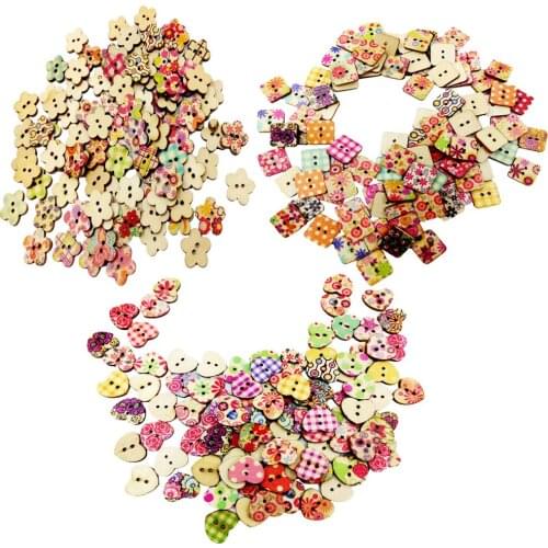 300 Pieces Assorted Shape Wooden Buttons for Sewing and Crafts