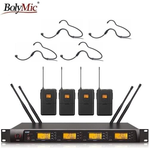 Bolymic 4 Channels wireless microphone Professional uhf wireless mic condenser microphone