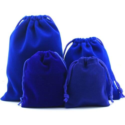 5pcs 7x9cm 8x10cm 10x12cm 12x16cm 15x20cm Blue Velvet Bag Wedding/Party Favor Gift Bags Jewelry Packing Drawstring Pouches