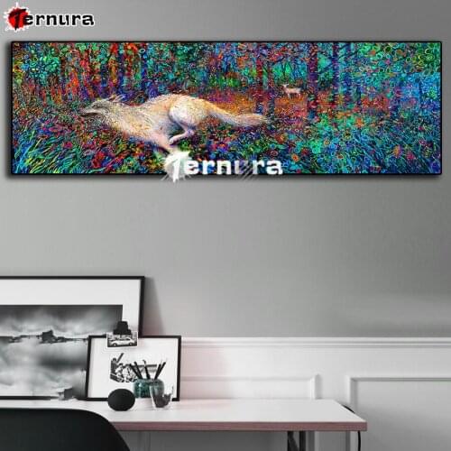 Diy full square round diamond painting Color oil painting abstract wolf 5d diamond Mosaic embroidery crystal diamond decor large