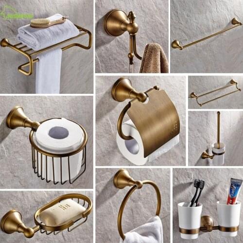 Antique Brass Bronze Bathroom Hardware Set Round Base Brushed Bathroom Accessories Bathroom Products