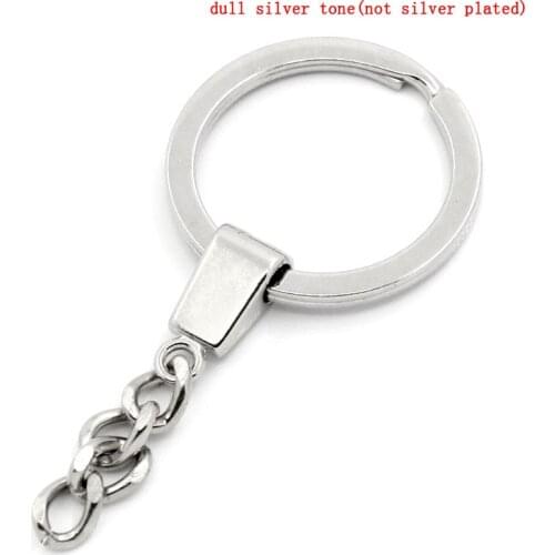 DoreenBeads Key Chains & Key Rings Dull Silver Color 6.2cm x3cm(2 4/8" x1 1/8") 10PCs Jewelry Making Findings Accessories