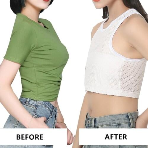 Breathable Elastic Chest Binder Pullover Short Chest Binder Womens Transgender Tomboy Trans Lesbian FTM Zip Up Mesh