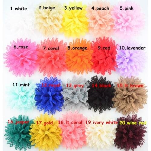 EPacket 60 pcs / lot headband 3.9'' lace chiffon flowers hair accessories for woman