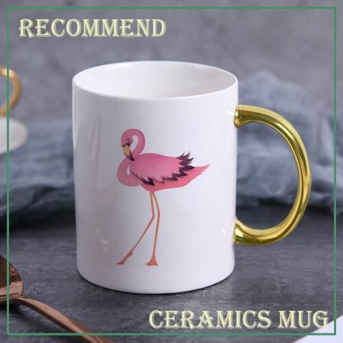 Cartoon ceramic cup 400ml creative mug Flamingo pattern coffee mug home drinking cup milk juice breakfast cup KTZW-035
