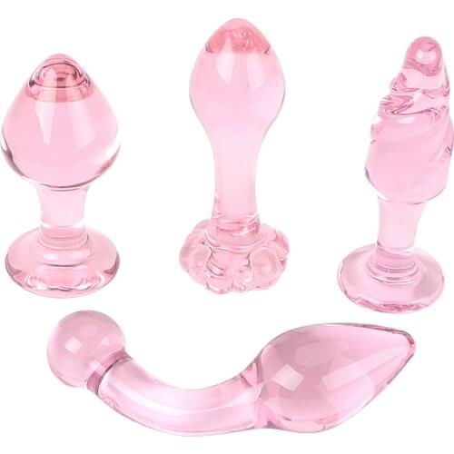 IKOKY Butt Plug Masturbation Glass Anal Plug Erotic Toys Pink Crystal Sex Toys for Men Women Adult Products
