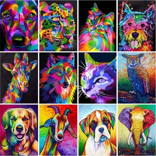 Oil Painting Animal DIY 5D Diamond Painting Full Round Drill Mosaic Cartoon Tiger Diamond Embroidery Cross Stitch Home Decor