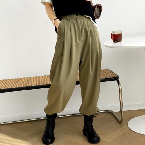 High Waist Suit Wide Leg Pants Womens 2021 Autumn New Loose Mopping Solid Long Pants Female