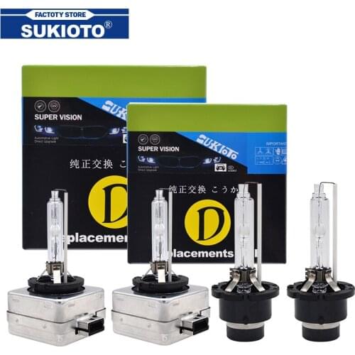 SUKIOTO 2PCS D4S D2S Xenon Bulbs 55W D1S D3S HID Xenon Lamp Metal Holder Replace Car Headlight Bulb 35W 4300K 5000K 6000K 8000K