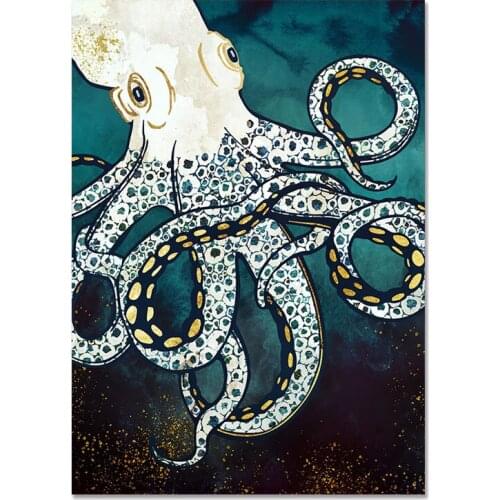 Modern Abstract Landscape Wall Decor 5D DIY Poured Glue Diamond Painting Kits Scalloped Edge Jellyfish Octopus Decorative Gift