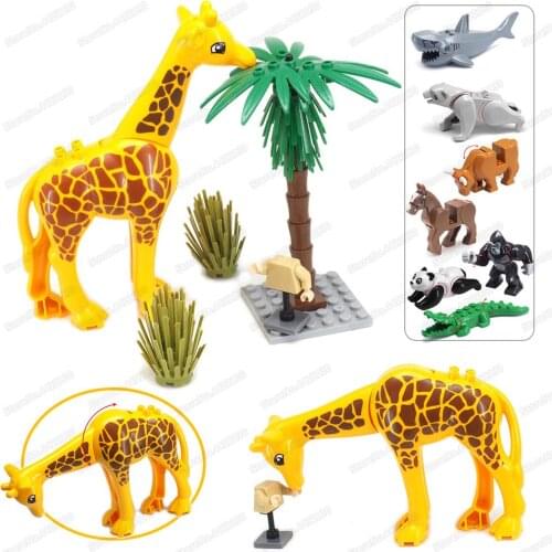 Herbivorous Giraffe Animal Set Assembly Building Block Moc Animal World Figures Pet Friend Scenes Model Child Christmas Gift Toy