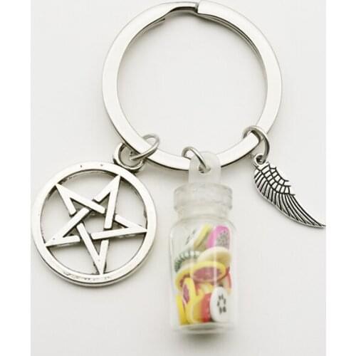 New Creative Fruit Wishing Bottle Pendant Keychain Wish Star Key Ring Female Gift G Holiday Party Souvenir Angel Wing Bag Charm